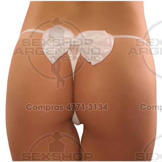 Tanga Colaless Con Moño Blanca